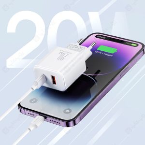 شارژر دیواری 20 وات جویروم مدل JR-TCF05 با توان خروجی 20 وات می باشد.