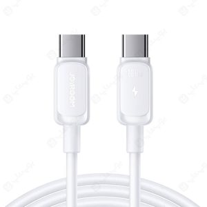 کابل شارژ تایپ C به تایپ C جویروم مدل S-CC100A14 به طول 1.2 متر در رنگ بندی سفید می باشد.