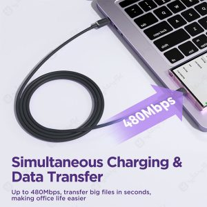 کابل شارژ تایپ C به تایپ C جویروم مدل S-CC100A14 به طول 1.2 متر دارای سرعت انتقال داده تا 480 مگابیت بر ثانیه است.