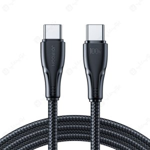 کابل شارژ تایپ C به تایپ C جویروم مدل S-CC100A11 به طول 1 متر در رنگ بندی مشکی می باشد.
