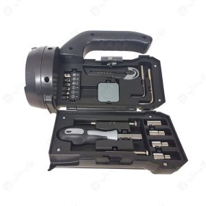 چراغ قوه و جعبه ابزار پرودو مدل PD-LSFLTB با 18 تکه ابزار کاربردی است.