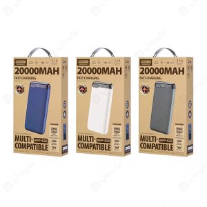 پاوربانک 20000mAh ریمکس مدل RPP-626 در بسته بندی مناسب قرار دارد.