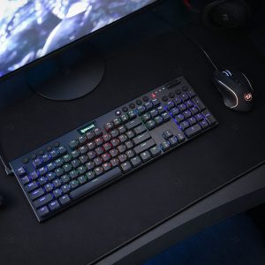کیبورد سیمی گیمینگ مکانیکال ردراگون مدل Horus K619 با طراحی زیبا و نورپردازی RGB می باشد.