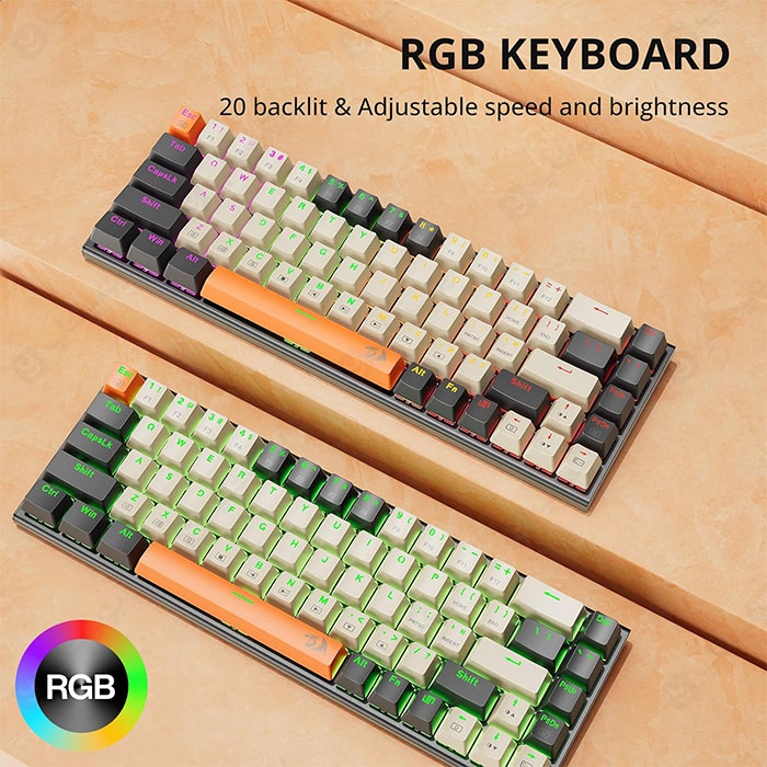 کیبورد سیمی گیمینگ مکانیکال ردراگون مدل Ryze K633 دارای نور پردازی RGB می باشد.