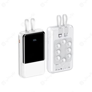 پاوربانک 20000mAh ریمکس مدل RPP-581 با کابل تایپ C و لایتنینگ در رنگ بندی سفید می باشد.