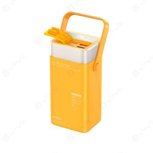 پاوربانک 40000mAh ریمکس مدل RPP-596 در رنگ بندی زرد است.