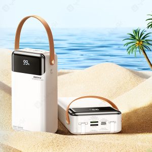 پاوربانک 60000mAh ریمکس مدل RPP-565 به همراه کابل تایپ C و لایتنینگ است.