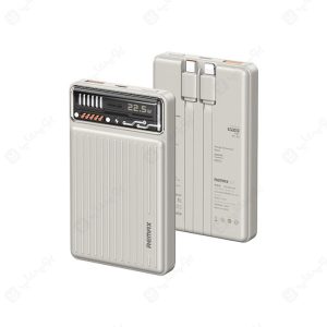 پاوربانک 10000mAh ریمکس مدل Rpp-651 به همراه کابل تایپ C و لایتنینگ دارای 2 کابل همراه است.