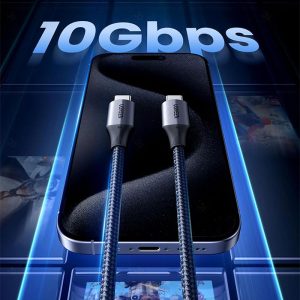 کابل Type-C دو سر نر یوگرین مدل 80150 US355 به طول 1 متر دارای سرعت انتقال 10گیگابیت بر ثانیه است.