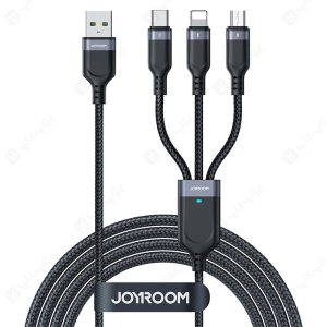 کابل شارژ USB به تایپ C، لایتنینگ و میکرو جویروم مدل A18 به طول 1.2 متر