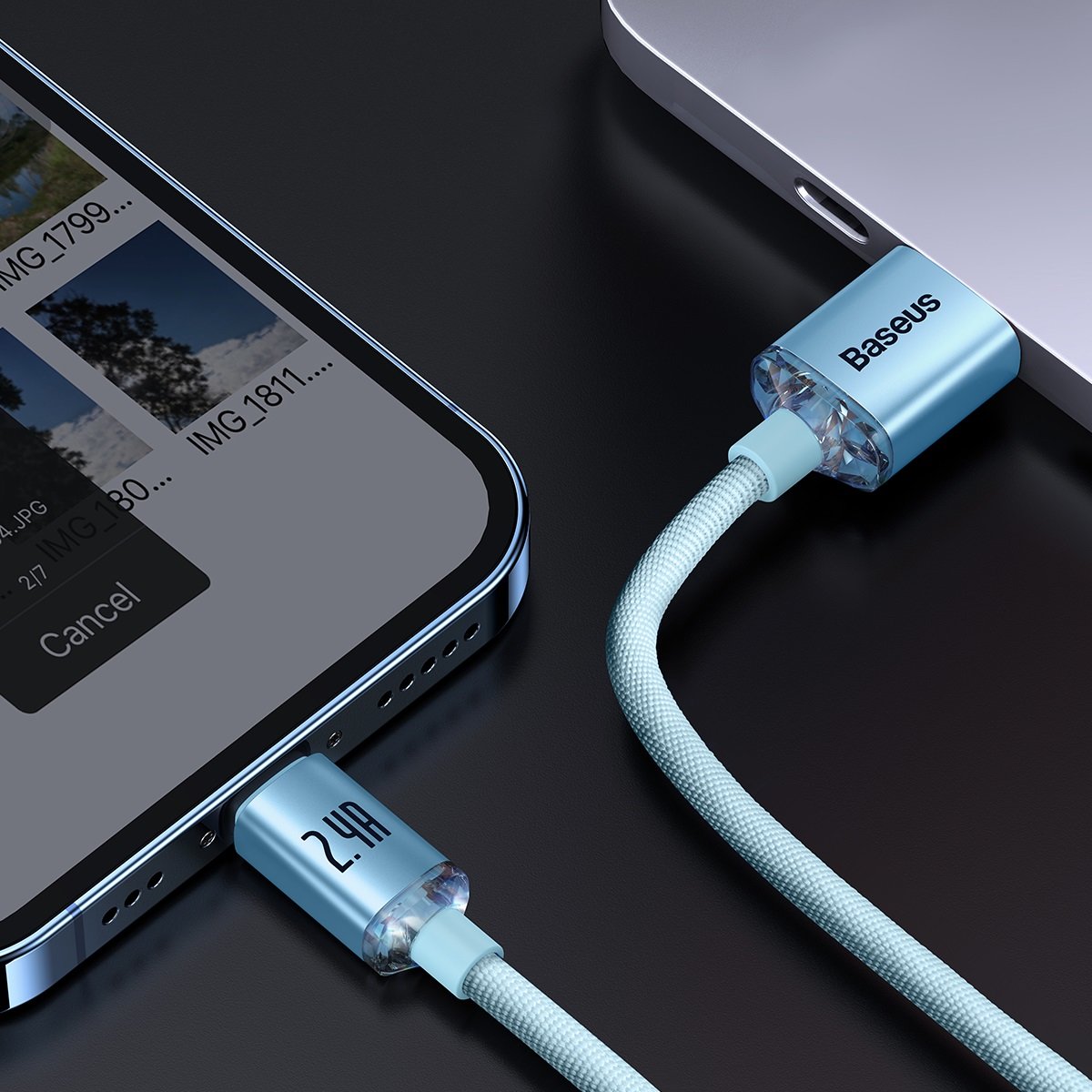 کابل شارژ USB به لایتنینگ بیسوس مدل Crystal Shine CAJY00110 به طول 1.2 متر