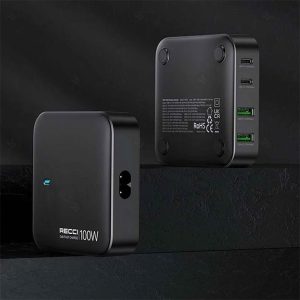 شارژر رومیزی فست شارژ 100W GaN رسی مدل RC39E دارای 4 پورت خروجی است.