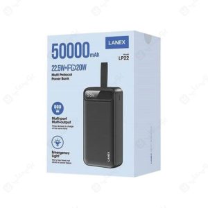 پاوربانک LANEX 50000mAh مدل RPB-LP22 دارای 2 پورت ورودی می باشد.