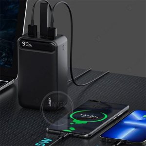 پاوربانک LANEX 50000mAh مدل RPB-LP22 دارای قابلیت شارژ هم زمان است.