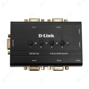 کی وی ام سوئیچ 4 پورت VGA همراه کابل دی لینک مدل DKVM-4U با 4 پورت VGA می باشد.