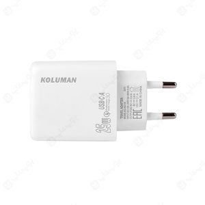 شارژر دیواری 25 وات کلومن مدل KC-H115 با پلاگین 2 پین استاندارد اروپا می باشد.