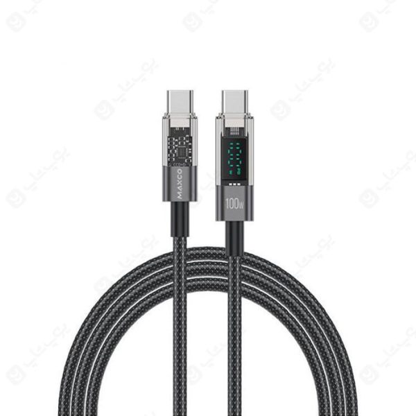 کابل شارژ 100 وات تایپ C به تایپ C مکسکو مدل MS03CC به طول 2 متر دارای نمایشگر LED می باشد.