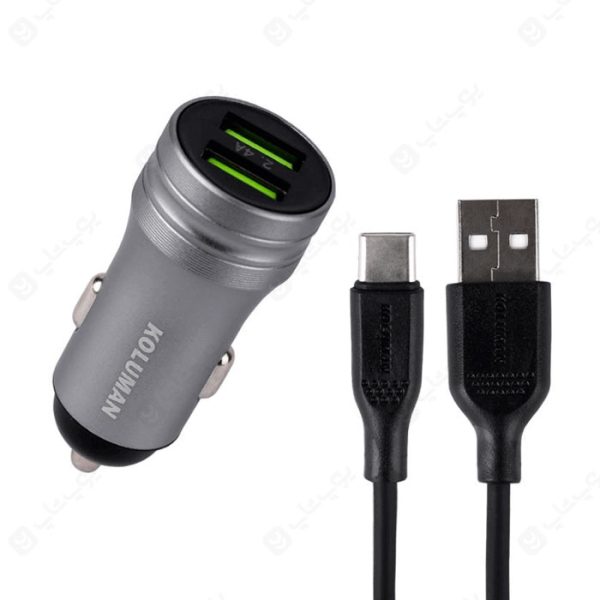 شارژر فندکی کلومن مدل KC-C08 TC دارای 2 پورت USB و کابل می باشد.