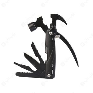 چکش 12 کاره کمپینگ Multitool Hammer در رنگ بندی مشکی است.