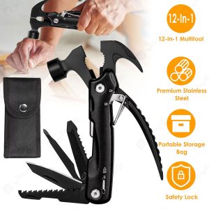 چکش 12 کاره کمپینگ مدل Multi-tool Hammer دارای پین قفلی می باشد.