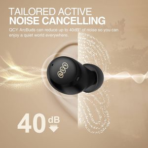 هندزفری بلوتوثی کیو سی وای مدل Arcbuds HT07 ANC دارای قابلیت نویز کنسلینگ تا عمق 40dB می باشد.