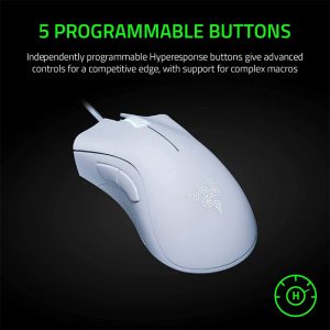 موس گیمینگ سیمی ریزر مدل DeathAdder Essential با 5 عدد کلید قابل برنامه ریزی است.