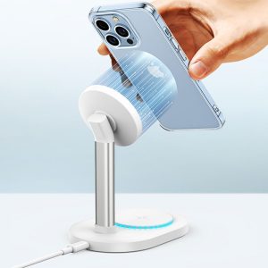 شارژر بی سیم و پایه نگهدارنده رومیزی رسی مدل RCW-32 دارای مگنت قوی می باشد.