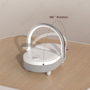 اسپیکر بلوتوثی و شارژر بی سیم رسی مدل RLS-L16 دارای هولدر با زاویه قابل تنظیم می باشد.