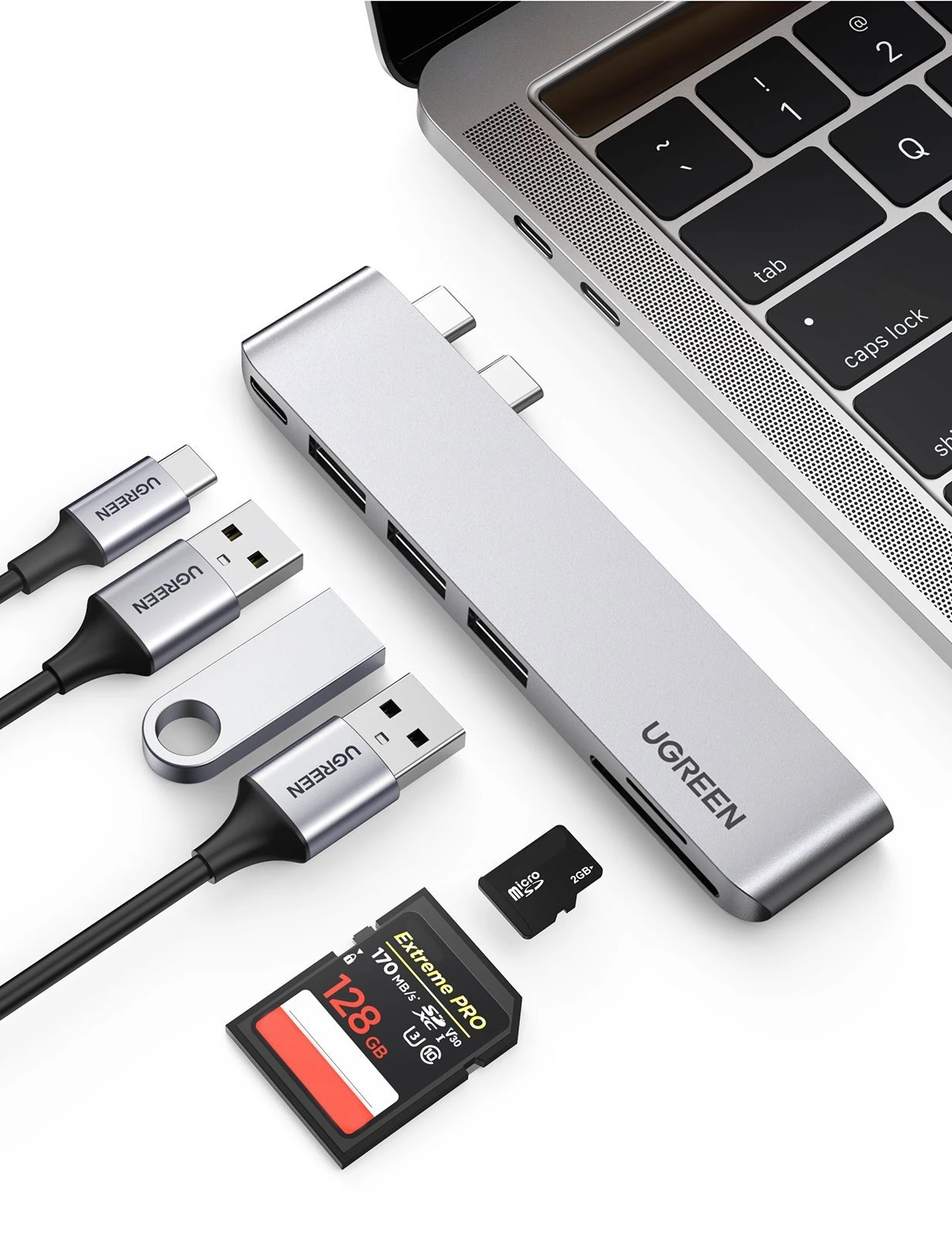 هاب 6 پورت Type C به USB 3.0 با یک پورت Type C و درگاه کارت حافظه با قابلیت PD یوگرین CM251