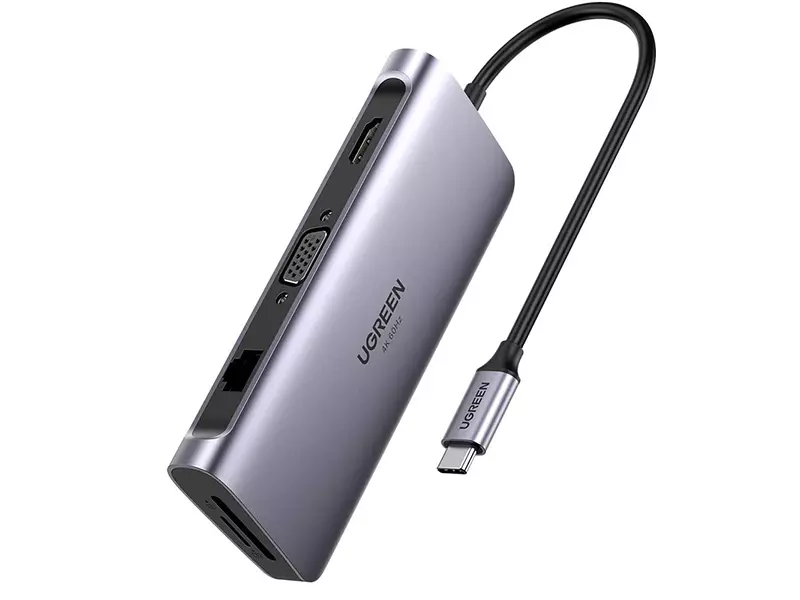 هاب 9 پورت Type-C به USB3.0 ،LAN ،VGA ،HDMI ،SD ،TF و PD یوگرین مدل CM-179