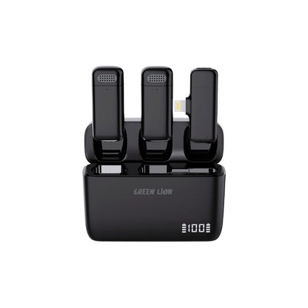 میکروفن دوتایی لایتنینگ گرین لاین مدل DUO CAST دارای نمایشگر دیجیتال است.