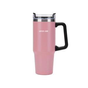 فلاسک و ماگ گرین لاین مدل Vacuum Travel Mug در رنگ بندی صورتی می باشد.