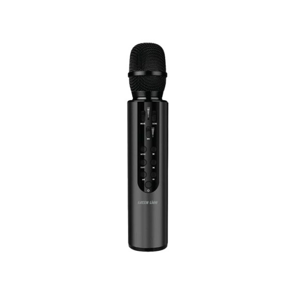میکروفن بی سیم گرین لاین مدل Karaoke در رنگ بندی مشکی و کلید های کنترل می باشد.