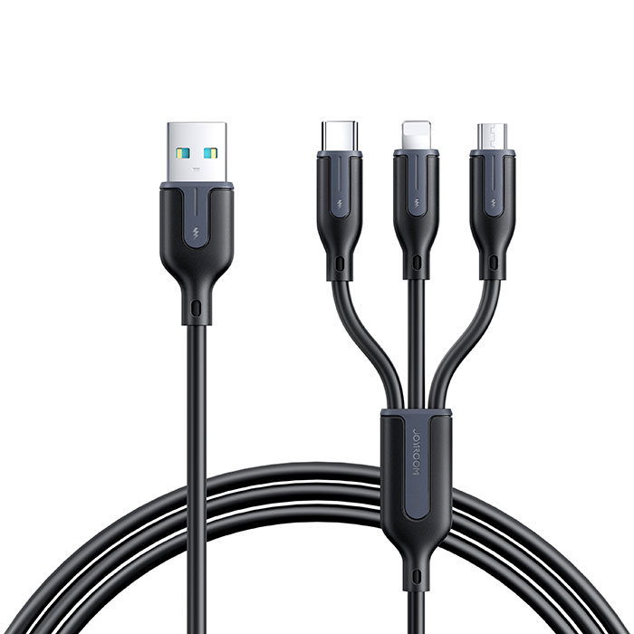 کابل شارژ USB به تایپ C، لایتنینگ و میکرو جویروم مدل A15 به طول 1.2 متر