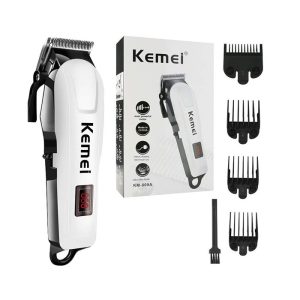 ماشین اصلاح شارژی کیمی مدل KM-809A با تیغه قابل تنظیم دارای 4 عدد شانه می باشد.