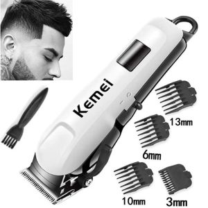 ماشین اصلاح شارژی کیمی مدل KM-809A با تیغه قابل تنظیم با شانه در سایز های مختلف می باشد.