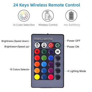 لامپ LED هوشمند کنترل دار مدل RGBW Bulb دارای ریموت کنترل با شعاع عملکرد 5 متر است.