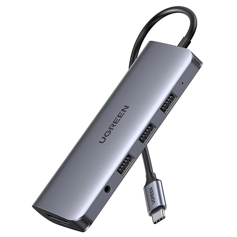 هاب 10 پورت Type-C به USB3.0 ،LAN ،VGA ،HDMI ،AUX ،SD ،TF و PD یوگرین مدل CM179