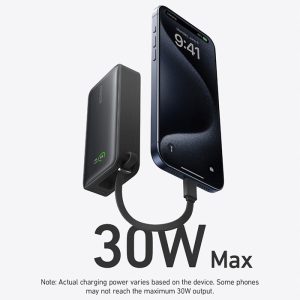 پاوربانک مینی 10000mAh انکر مدل Power Core 30W A1259 با توان خروج حداکثر 30 وات می باشد.