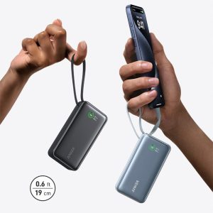 پاوربانک مینی 10000mAh انکر مدل Power Core 30W A1259 با کابل 19 سانتی متری می باشد.
