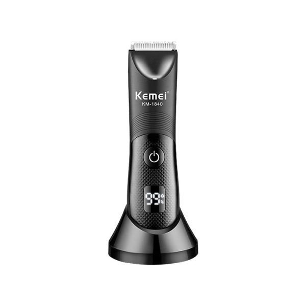 ماشین اصلاح شارژی کیمی مدل KM-1840 در رنگ بندی مشکی می باشد.