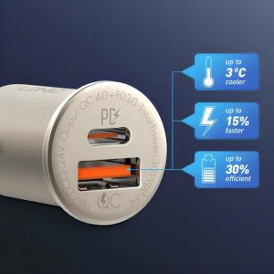 شارژر فندکی 30 وات الدینیو مدل C506Q دارای قابلیت شارژ سریع می باشد.