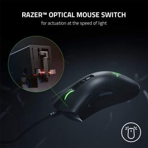 موس گیمینگ سیمی ریزر مدل DEATHADDER V2 دارای سوئیچ های اپتیکال می باشد.
