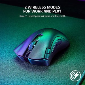 موس گیمینگ بی سیم ریزر مدل DEATHADDER V2 X HYPERSPEED دارای دو نوع اتصال بی سیم می باشد.