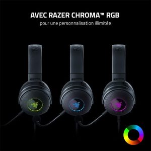 هدست گیمینگ سیمی ریزر مدل KRAKEN V3 دارای نورپردازی RGB کروما می باشد.