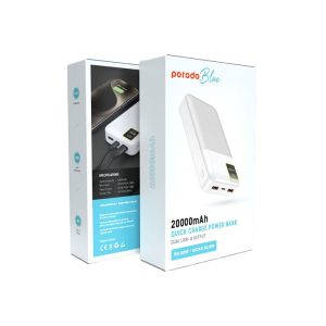 پاوربانک 20000mAh پرودو مدل Blue PB-22WPB20K در بسته بندی مناسب می باشد.