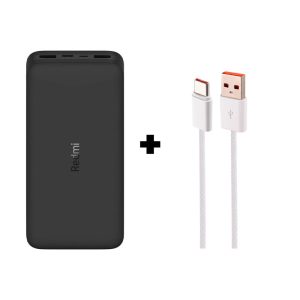 پک پاوربانک 20000mAh شیائومی + کابل شارژ تایپ 25W C یوپ شاپ YP401
