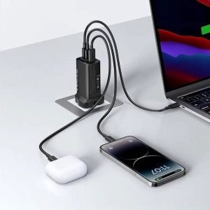 شارژر دیواری 67 وات انکر مدل 336 A2674 قابل استفاده برای 3 دیوایس همزمان می باشد.
