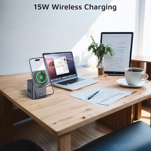 هاب 9 پورت و شارژر بی سیم گرین لاین مدل Docking Station دارای شارژر بی سیم تا توان 15 وات می باشد.