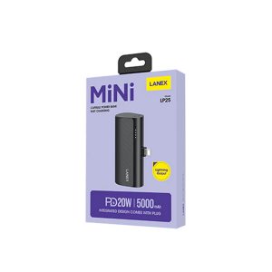 مینی پاوربانک 5000mAh لانکس مدل LP25 در بسته بندی مناسب قرار دارد.